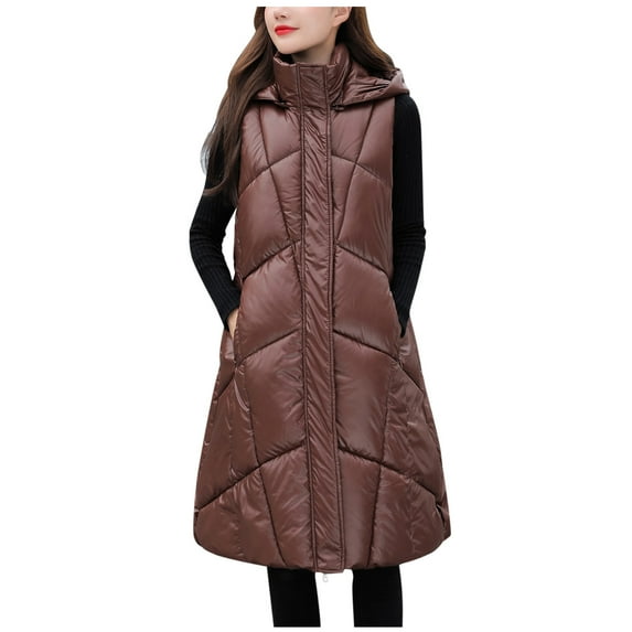 Vedolay Warm Winter Jacket Winter Warm Lined Thick Hooded Jacket Outwear Overcoat Coffee,L