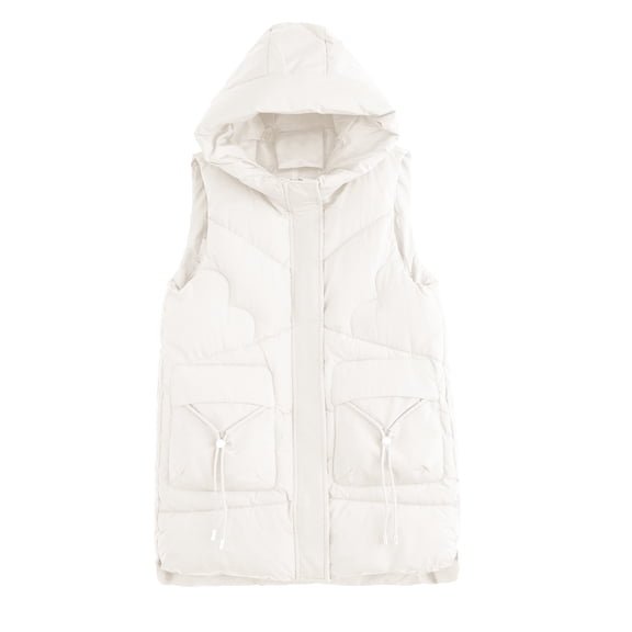 Vedolay Warm Winter Jacket Winter Warm Loose Plush Zip Hooded Jacket Coat White,M