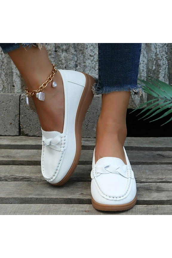 Casual Shoes For Women Summer Women's Slip on Loafers Comfortable Knit Walking Flats Casual Dressy Shoes,White 6.5