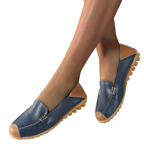 Vedolay Wedge Casual Shoes For Women Loafers for Women Slip on Lightweight Flats Shoes,Dark Blue 6.5