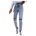 thumbnail image 1 of Vedolay Wide Leg Jeans for Women Tummy Control Jeans for Women's Ripped Boyfriend Jeans Blue,S, 1 of 5