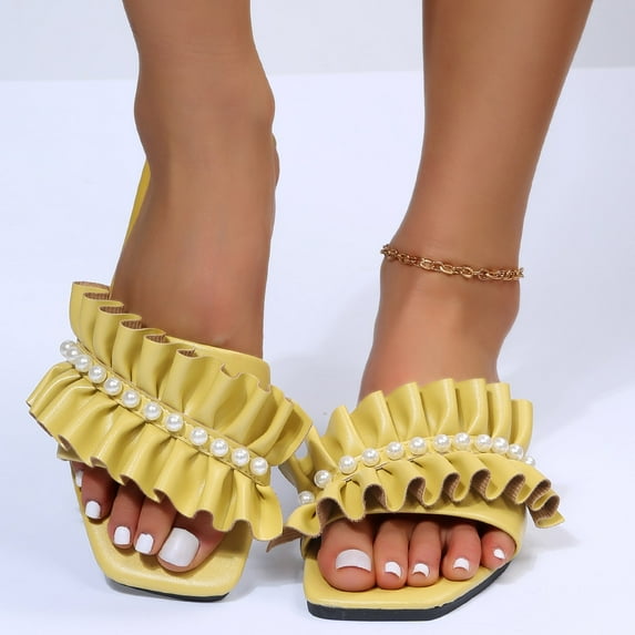 Vedolay Wide Sandals Sandals for Women Casual Summer Beaded Bohemian Comfortable Elastic Ankle Strap Beach Shoes,Multicolor 8