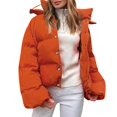 thumbnail image 1 of Vedolay Winter Coats for Women Button Plush Tops Hooded Loose Cardigan Coat Winter Jacket Orange,M, 1 of 5