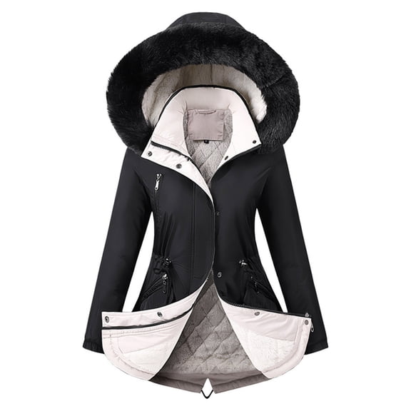 Vedolay Winter Coats for Women Long Sleeve Open Front Coat Black,M