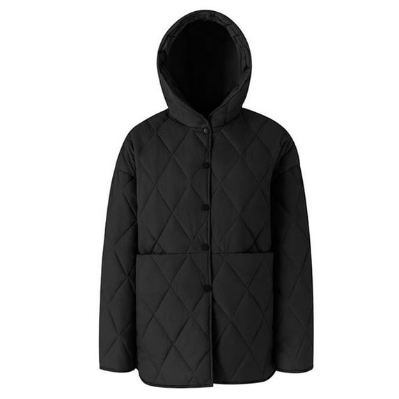 Vedolay Winter Coats for Women Padded Puffer Jacket Coat With Hood Black,M