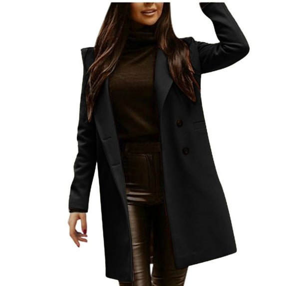 Vedolay Winter Long Coats for Women Long Sleeve Button Down Coat Knit Cardigan Coat Black,M