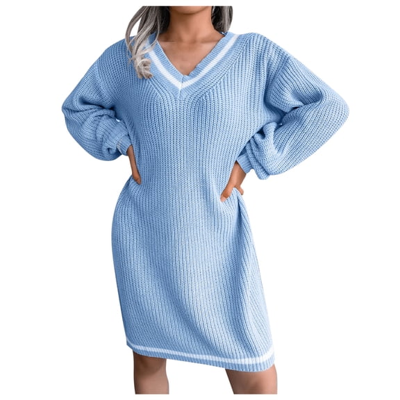 Vedolay Winter Tops Long Sleeve Pullover Neck Sweaters Tops Blue,L