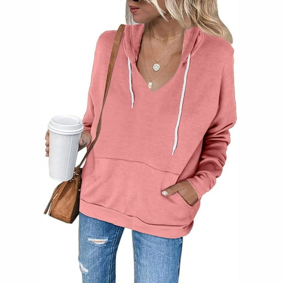 Vedolay Women 2023 T Shirts Casual Womens Zip Up Hoodies Oversized Sweatshirt Cute Fall Casual Clothing with Pockets,Pink XXL