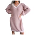 thumbnail image 1 of Vedolay Women Autumn Sweaters Long Sleeve Knitted Sweater Jumper Pink,L, 1 of 5