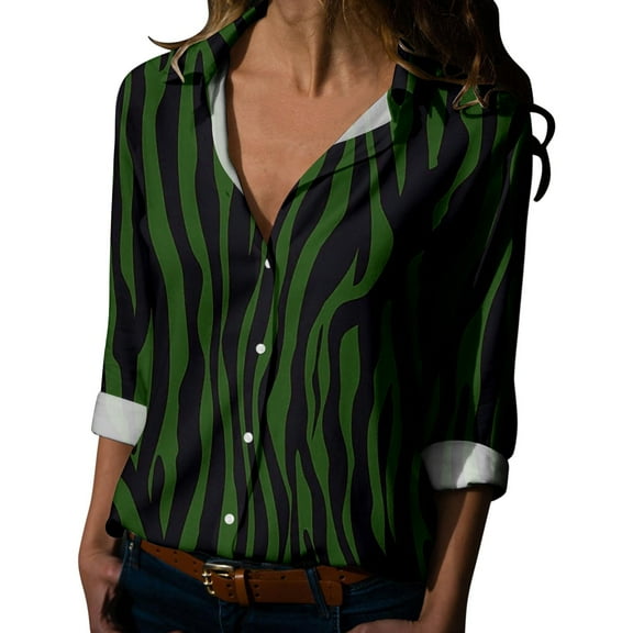 Vedolay Women Blouse Shirts Button Down Shirts Long Sleeve Oversized Blouses Green,S