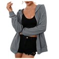thumbnail image 1 of Vedolay Women Coat Casual Loose Comfy Blazer Jacket Button Down Open Front Shirts Dark Gray,M, 1 of 5