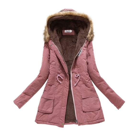 Vedolay Women Coats Plus Size 2023 Warm Plush Button Lapels Jacket Outwear Coat Dark Pink,XL