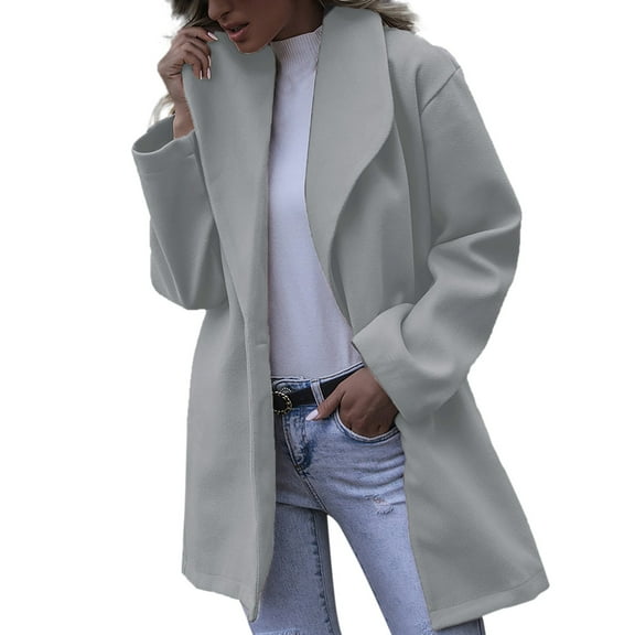 Vedolay Women Coats Winter Lady Work Casual Loose Jacket Coat Grey,M