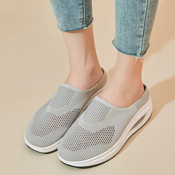 Vedolay Women Cute Sneakers Women Slip On Shoes Non Slip Fashion Comfortable Flats Loafer,Gray 7