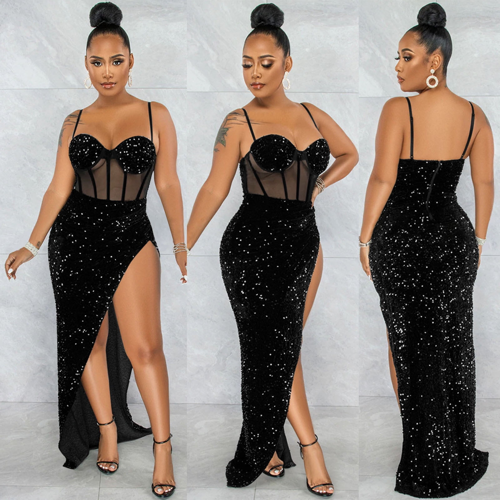 Vedolay Women Dresses Women Formal Long Sleeve Crew Neck Fall Dress  Bohemian Relaxed Fit Floral Flowy Maxi Dresses,Black XL - Walmart.com
