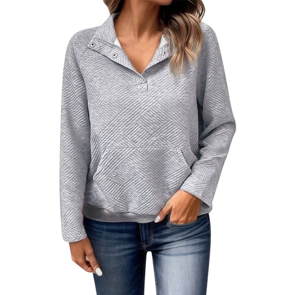 Vedolay Women Hoodless Hoodies 2023 Print Crew Neck Long Sleeves Sweatshirt Tops for Women Gray,S