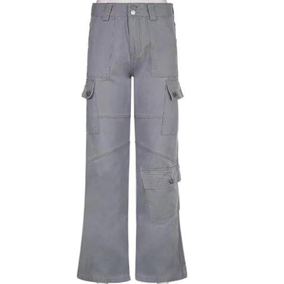 Vedolay Women Jeans Womens High Waist Baggy Loose Streetwear Denim Pants with Pockets,Gray M