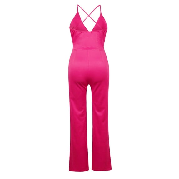 Vedolay Women Jumpsuit Women's Deep V Neck Shorts Long Sleeve Knitted One Piece Bodysuit Pajama Onesie Bodycon Rompers Overall,Hot Pink S