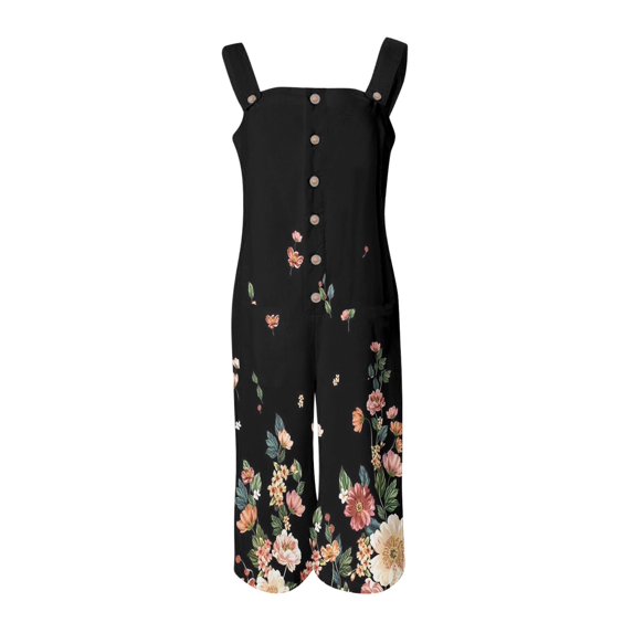 Vedolay Women Jumpsuit Women's Spaghetti Strap Stripe Jumpsuits Casual Wide Leg Long Pants Rompers Sleeveless Ladies Outfits,Black M