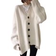 thumbnail image 1 of Vedolay Women Long Cardigan Button Down Knitwear Long Sleeve Soft Basic Knit Coat 2023 White,One Size, 1 of 5