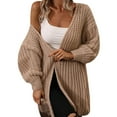 thumbnail image 1 of Vedolay Women Long Cardigan Button Down Long Sleeve Soft Knit Cardigan Coat Beige,XL, 1 of 5