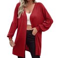thumbnail image 1 of Vedolay Women Long Cardigan Knit Casual Cardigan Lapel Long Sleeve Sweater for Women Red,M, 1 of 5
