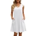 thumbnail image 1 of Vedolay Women'S Dresses Women's Satin Spaghetti Straps Cowl Neck Ruch Midi Dresses,White M, 1 of 5