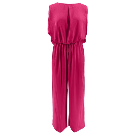 Vedolay Women'S Jumpsuits, Rompers Womens Casual Loose Sleeveless Spaghetti Strap Wide Leg Pants Jumpsuit Rompers,Hot Pink L
