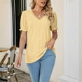 thumbnail image 1 of Vedolay Women'S Tops, Tees & Blouses Womens-Plus-Size-Tops Notch V Neck Summer T Shirts Short Sleeve Blouses,Yellow L, 1 of 5