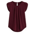 thumbnail image 1 of Vedolay Women Shirt Women's Summer Casual Short Sleeve Tops Cute Pleated Tunic T-Shirt,Red M, 1 of 4
