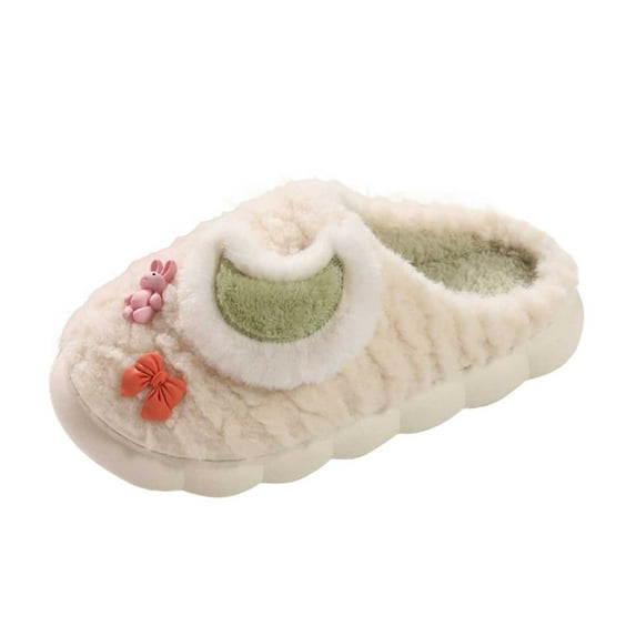Vedolay Women Slippers Plush Warm Slip On Slipper Flats Comfortable Casual Winter Outdoor Shoes White,41