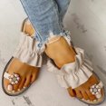 thumbnail image 1 of Vedolay Women Summer Sandal Womens Flower Low Heel Platform Sandals Elastic Ankle Strap Summer Comfortable Shoes,Beige 8, 1 of 5