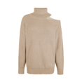 thumbnail image 1 of Vedolay Women Sweater Women's 2023 Winter Sweaters Casual Turtleneck Long Sleeve Striped Side Slit Loose Tops,Khaki L, 1 of 5