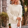 thumbnail image 1 of Vedolay Women Sweater Women's Lightweight Long Sleeve Crew Neck Striped Casual Knitted Pullover Tops,Beige XL, 1 of 2
