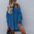 thumbnail image 1 of Vedolay Women Sweater Women's Sweaters V Neck Long Sleeve Color Block Striped Casual Knit Pullover Tops,Blue M, 1 of 4