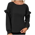 thumbnail image 1 of Vedolay Women Sweatshirt Hoodies for Women 2023 Crewneck Oversized Pullover Casual Comfy Fall Fashion Hoodies,Black S, 1 of 5