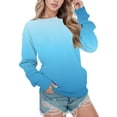 thumbnail image 1 of Vedolay Women T Shirts Casual Women's 2023 Oversized Half Zip Pullover Long Sleeve Sweatshirt Quarter Zip Hoodie Sweater,Blue XXL, 1 of 4