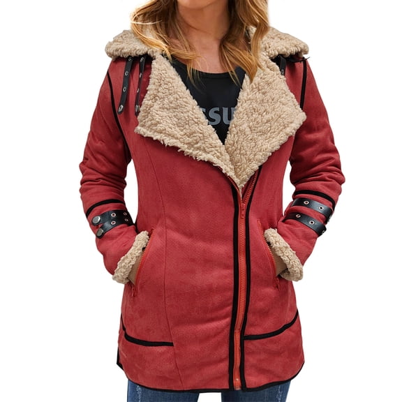 Vedolay Women Tops Long Sleeve Tunic Solid Comfy Casual Office Long Sleeve Open Front Blazer Jacket Red,2XL