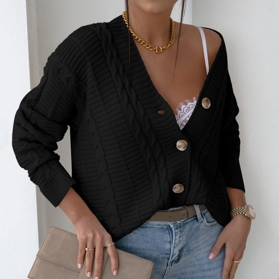 Vedolay Women Tops Women's Casual Jacket Solid Double Fashion Open Front Suit Jacket,Black L