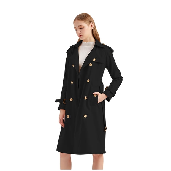 Vedolay Women's 2023 Coat Womens Casual Jackets Button Down Long Sleeve Stretch Classic Casual Coat,Black S