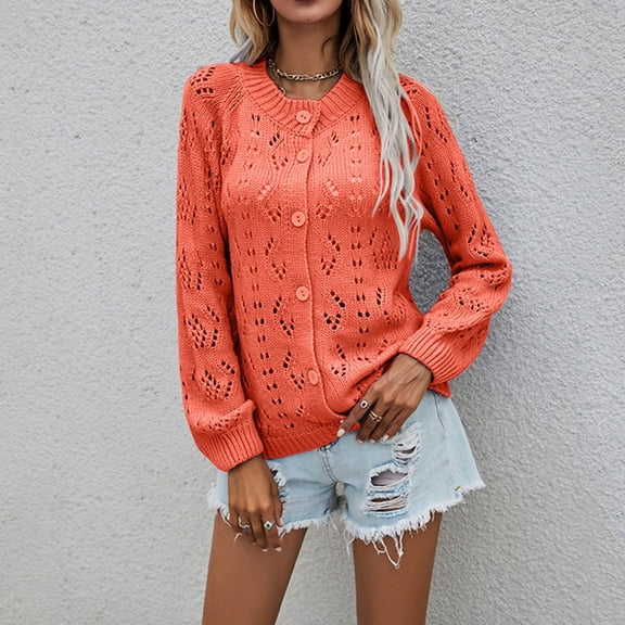 Vedolay Women's 2023 Jackets Women's Oversized Casual Jackets Casual Lapel Collar Open Front Button Work Office Top,Orange M