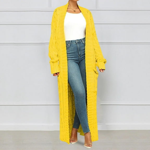 Vedolay Women's 2023 Jackets Womens Casual Long Sleeve Lapel Open Front Button Work Business Jackets with Pockets,Yellow S