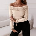 thumbnail image 1 of Vedolay Women's 2023 Sweaters Womens 2023 Lantern Long Sleeve Crewneck Sweater Casual Solid Color Pullover Tops,Khaki L, 1 of 5