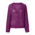 thumbnail image 1 of Vedolay Women's 2023 Tops Women's Casual Jackets Distresse Oversized Stretch Button Up Cropped Coats,Purple M, 1 of 4