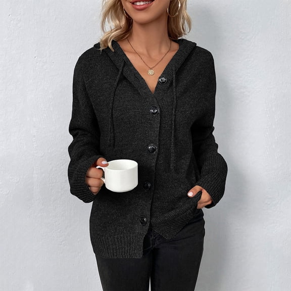 Vedolay Women's 2023 Tops Women's Fashion Open Front Long Sleeve Office Casual Jackets with Pocket,Black L