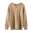 thumbnail image 1 of Vedolay Women's 2023 Tops Women's Ribbed Knit Long Lantern Sleeves Crewneck Casual Slim Fit Pullover Sweater,Khaki XXL, 1 of 3