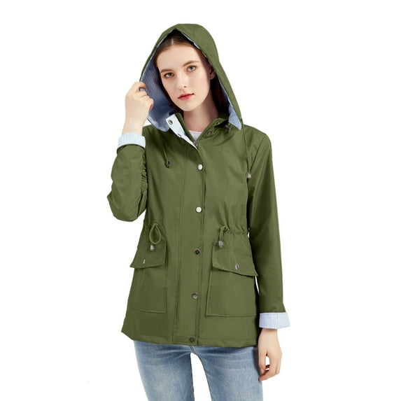 Vedolay Women's Anoraks Zip Jacket Hoodie Sports Riding Outwear Coat Army Green,3XL
