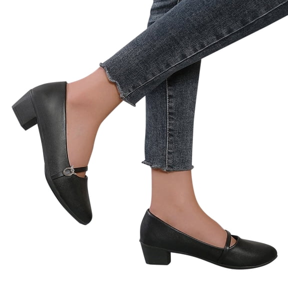 Vedolay Women's Business Casual Shoes Slip On Loafers for Womens Leather Comfort Memory Foam Dress Shoes,Black 7.5
