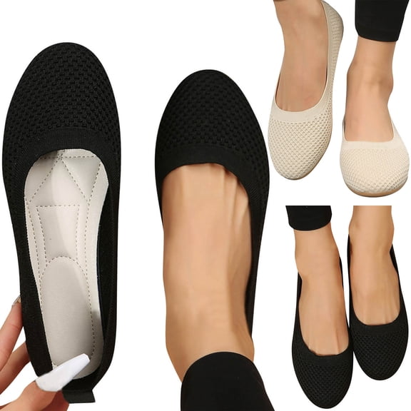 Vedolay Women's Business Casual Shoes Women's Pointed Toe Slip On Loafer Flats Shoes Casual Dressy Comfortable,Black 6.5