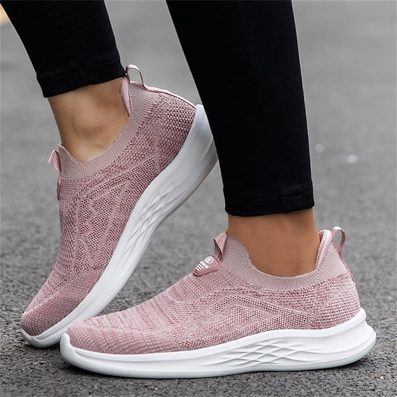 Vedolay Women's Business Casual Shoes Women's Slip on Loafer Shoes Comfortable Knit Walking Flats Casual Shoes,Black 7